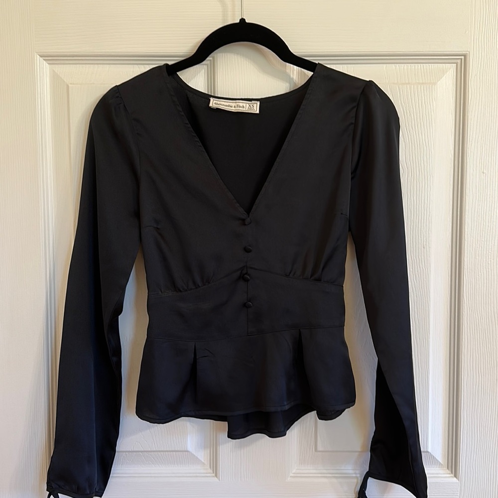 Abercrombie Satin Peplum Blouse XS